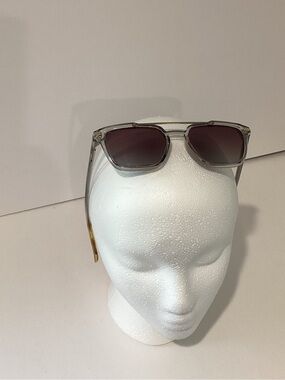 CONNOR Clear Frame Sunglasses with Brown Gradient Lenses and Gold Temples